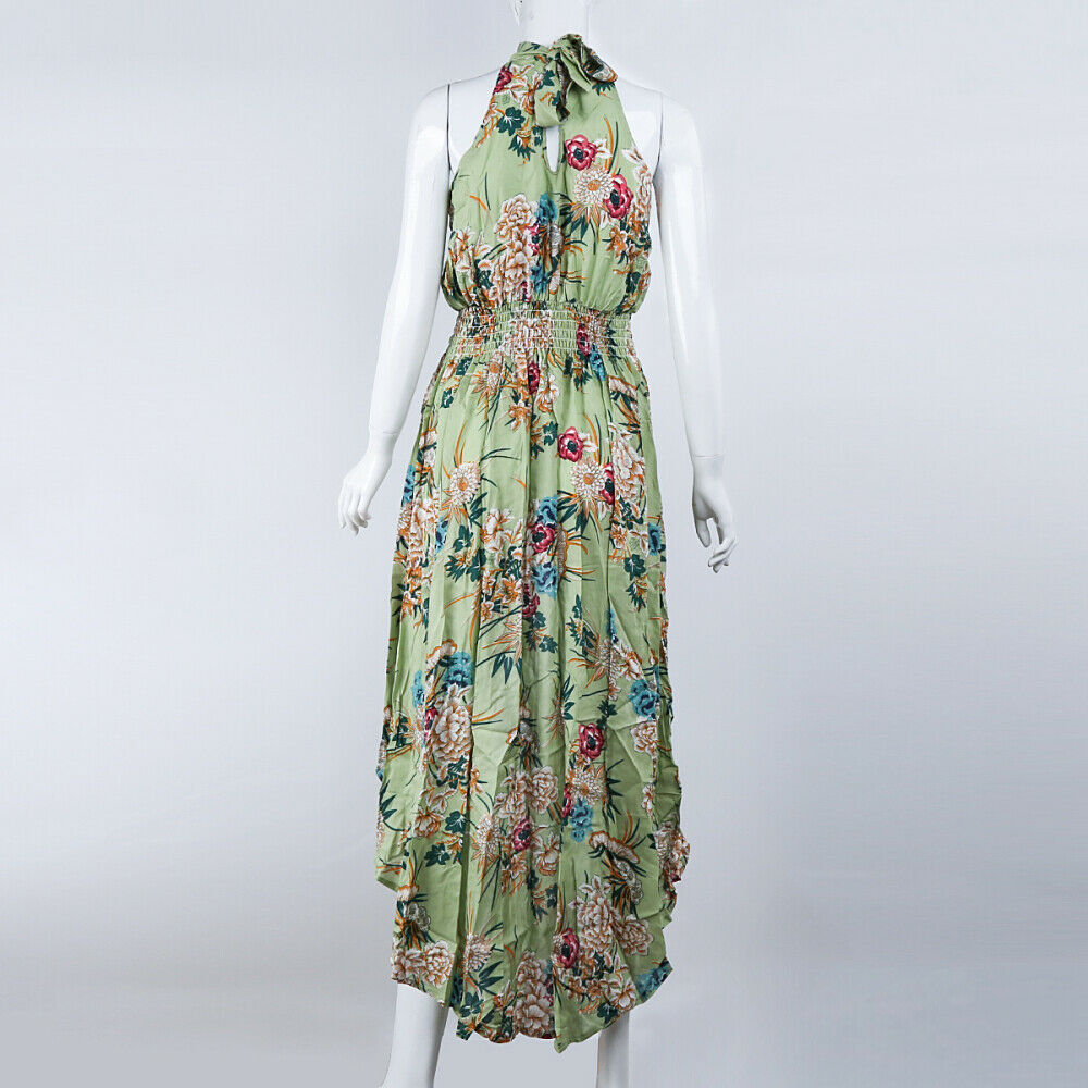 Women's Boho Floral Long Maxi Dress Evening Party Beach V Dress Summer Sundress