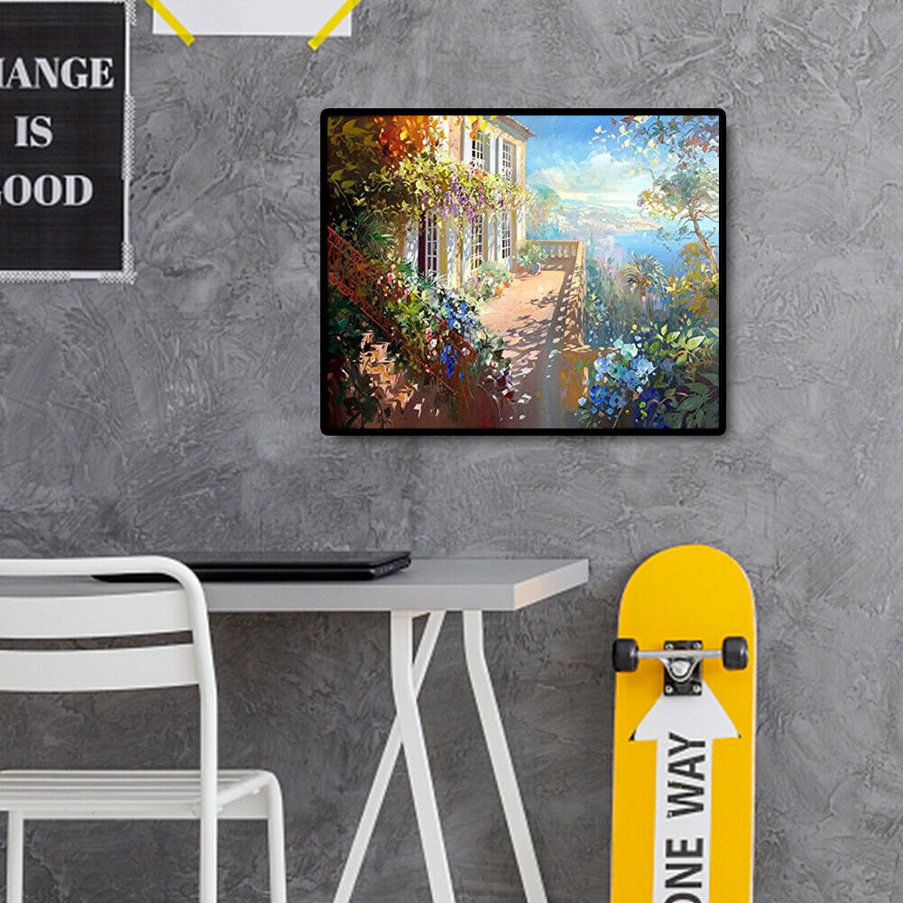 Flower House DIY Digital Oil Painting By Numbers Kits Modern Wall Art Decor @