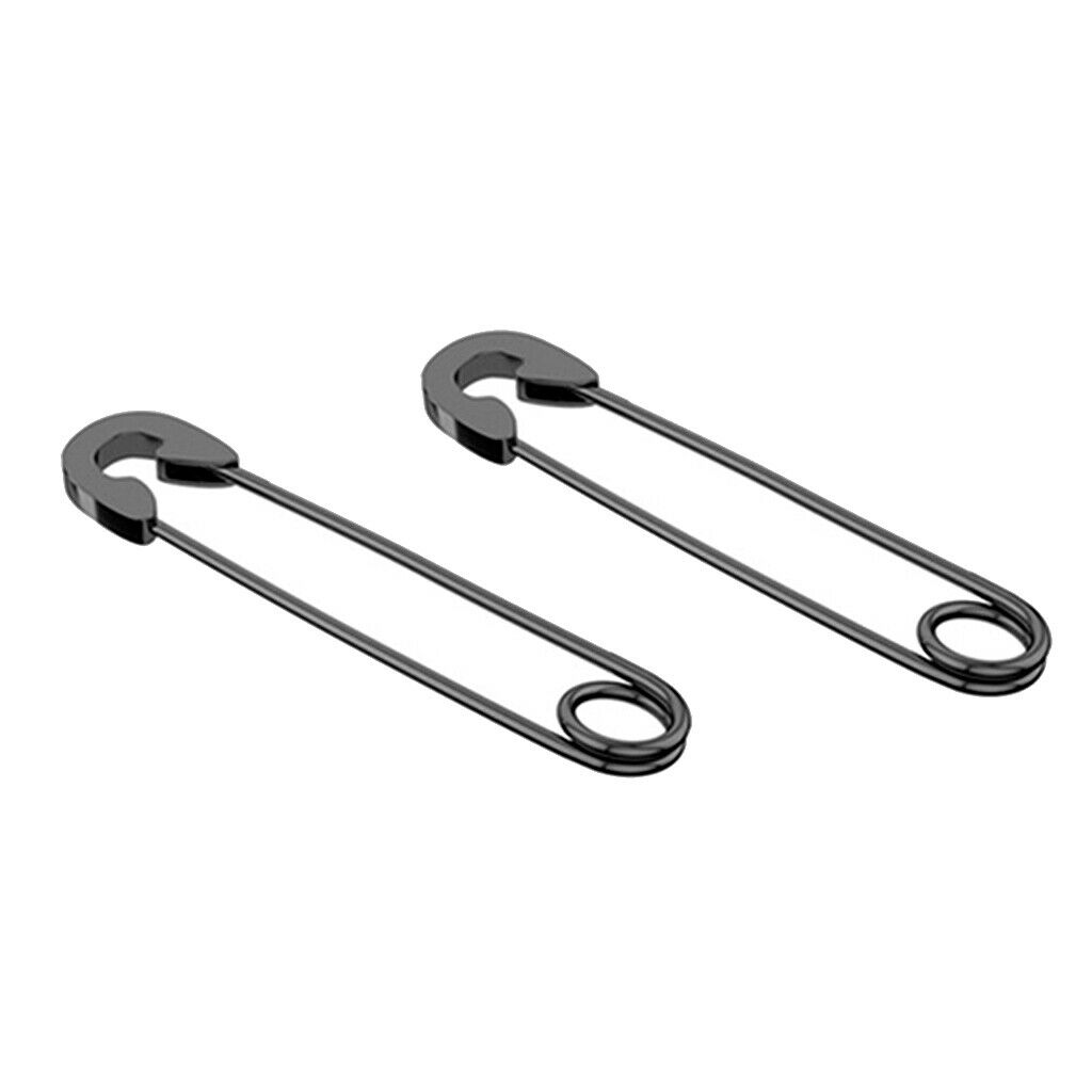 Pack of 2 Punk Retro Style Safety Pin Earrings Drop Piercing Ear Cuff 37.8mm