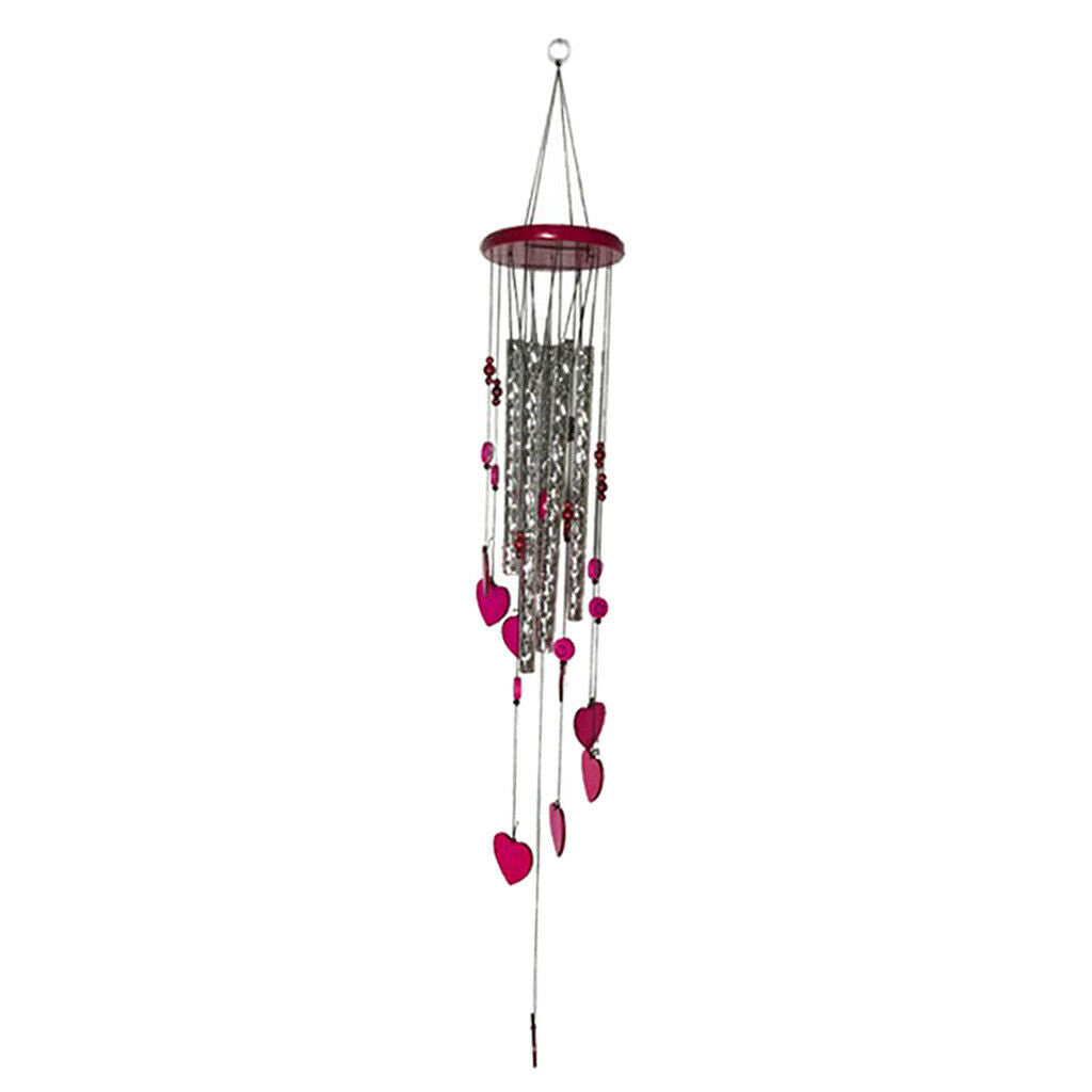 Large Wind Chime Garden Metal Windchime Tubes for Funeral Rose red_2