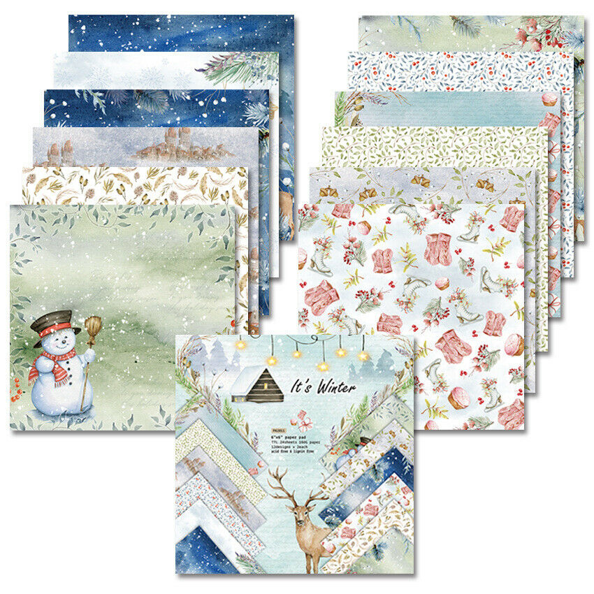 12pcs 6' Winter Scrapbooking Paper Pad Card Background Origami Single Side DIY