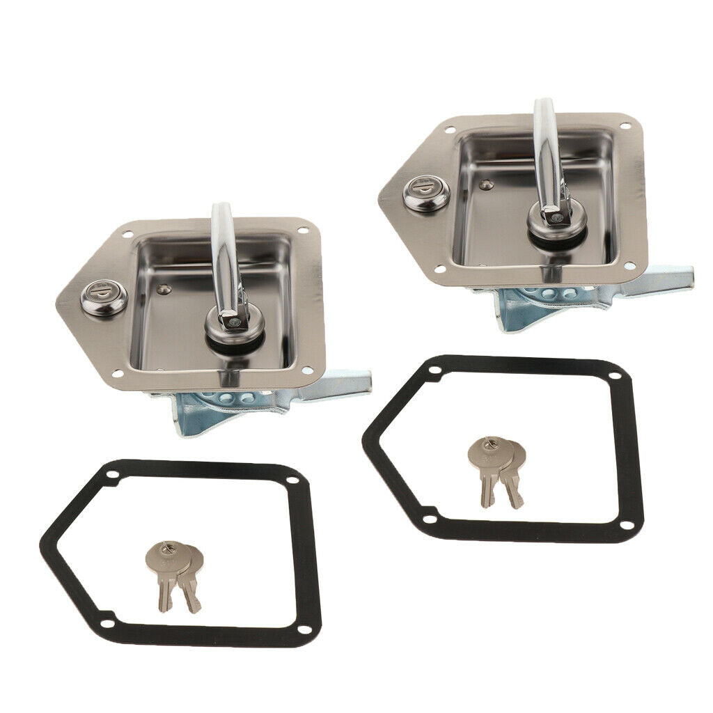Stainless Steel Car Truck Trailer Toolbox Lock Latch w 2 Key T Handle 2 Pack