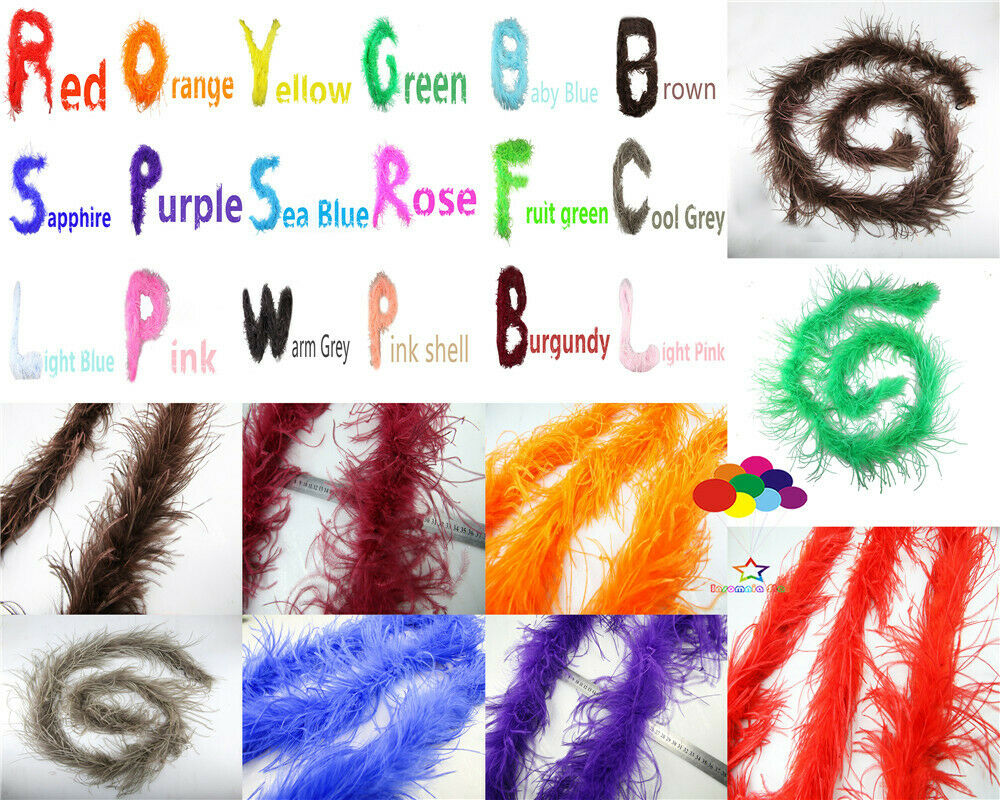 2M pink ostrich feather strip boa Costumes Trim Craft Trim for Party Costume