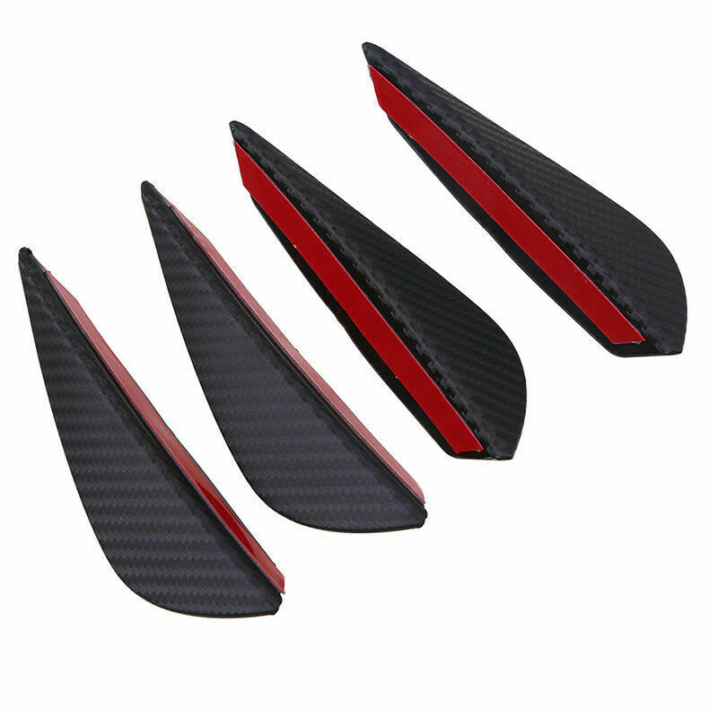 4Pcs Universal Car Front Bumper Fins Lip Canards Splitter Trim Carbon Fiber Look