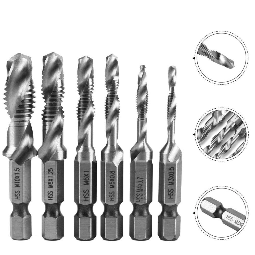 M10 Hex Steel Handle Screw Hexagon Handle Compound Tap Drill Bits Tool 1PCS