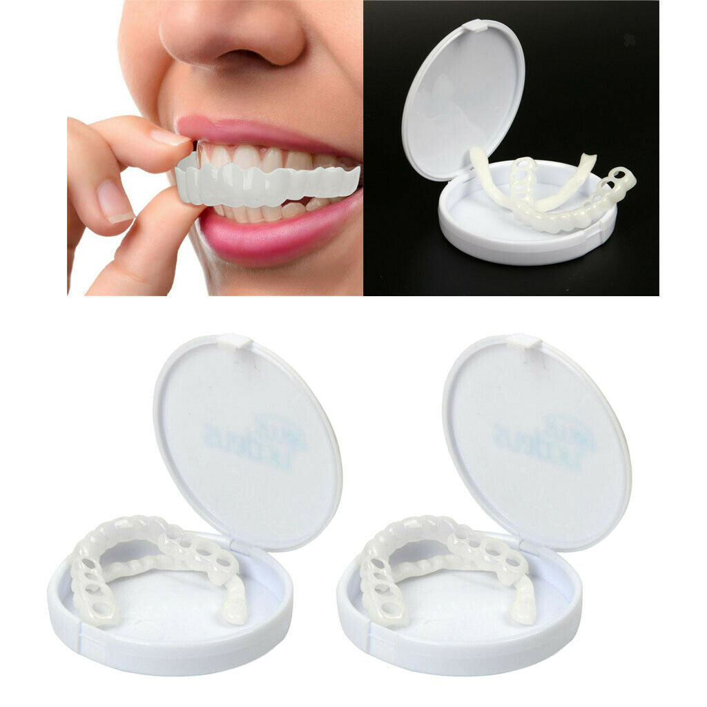2 Set Perfect Smile Teeth Veneers False Tooth Cover White Upper & Lower Set