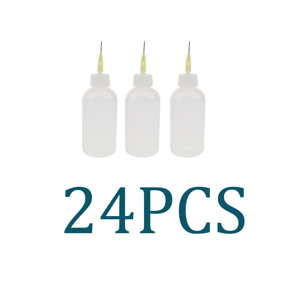 24x 50ml Glue Applicator Bottle Liquid Oil Dispenser  Tip Bottles