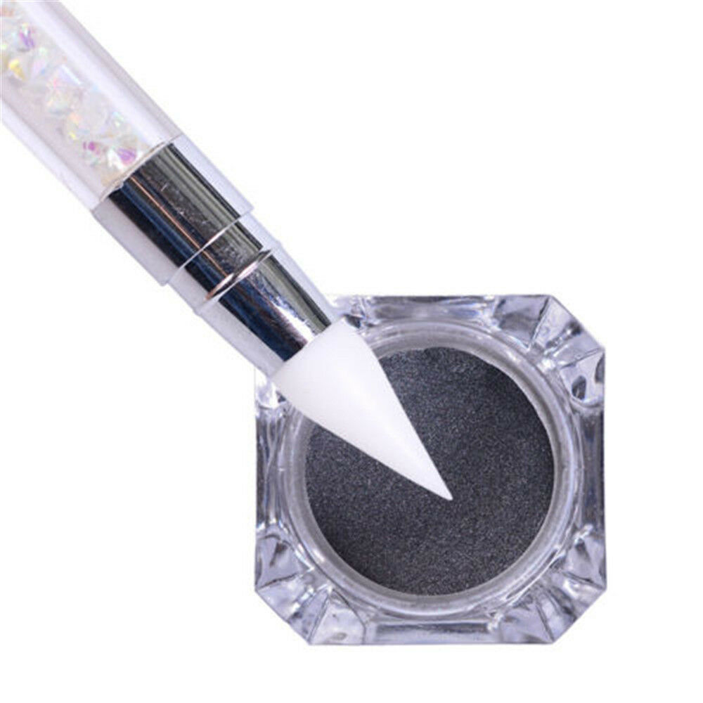 DIY Double Way Rhinestone Nail Art Brush Pen Silicone Head Carving Dotting Tool