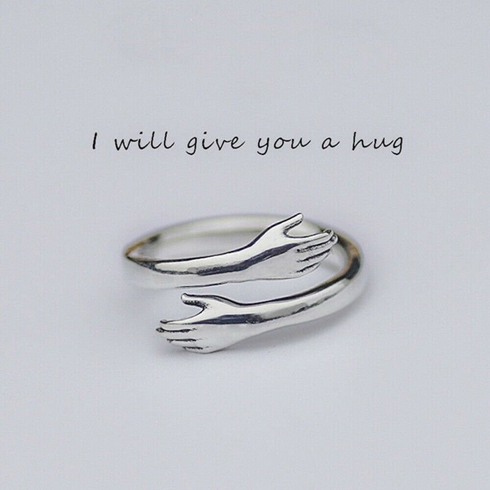 Hug Shape Engagement Ring Jewelry Xmas Gift Adjustable For Lover Couple Friends