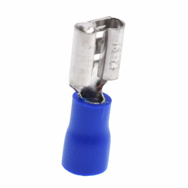 100X FDD2-250 Blue Metal Spade Insulated Wire Crimp Splice Terminal Connector