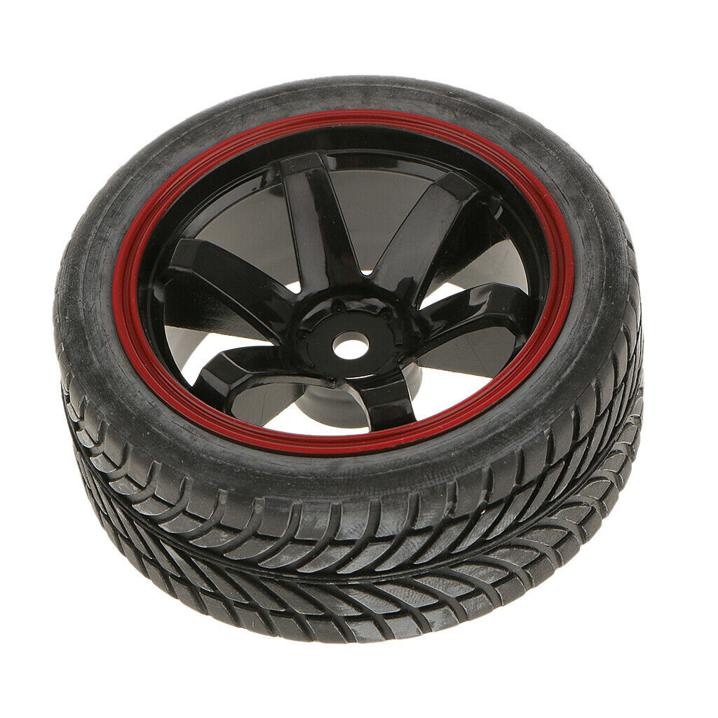 Set of 4 Rally Tires & Wheel Rims with 12mm Hex for RC 1/10 HSP Car