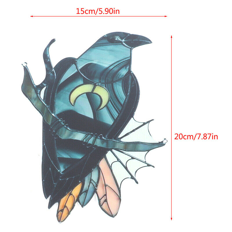 Crow Witch Stained Suncatcher Black BirdNWindow Wall Hanging OrnamentBDAU