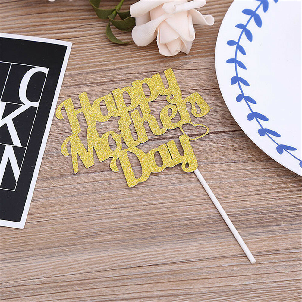 1pc Cupcake Toppers Glitter Happy Mother's Day Cake Topper Cake Flags Deco.l8