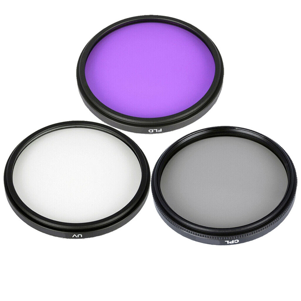 Prettyia 55mm Professional Glass Filter Kit UV+CPL+FLD for Canon   Sony