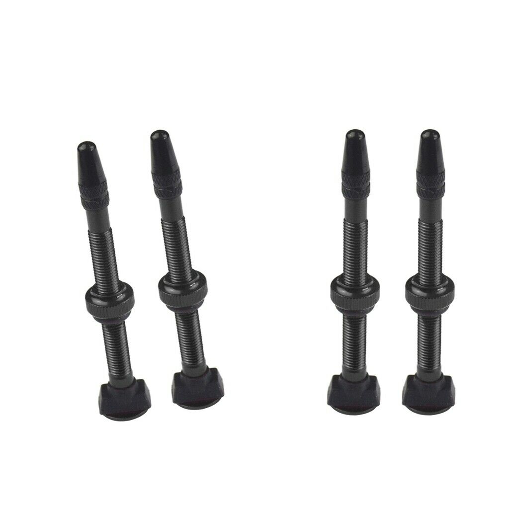 4 Pieces Alloy 60mm MTB Black Mountain Bike Tubeless Presta Valve Stem Kit