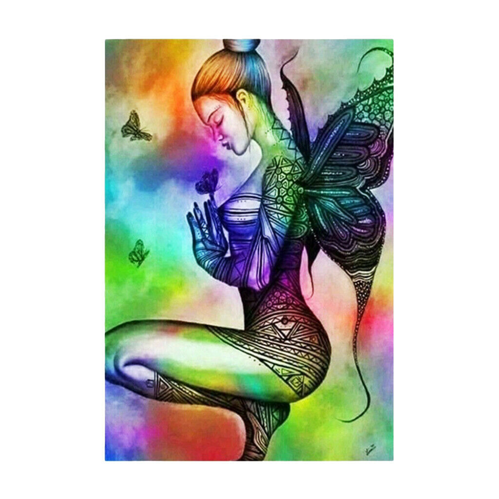 5D Diamond Painting Embroidery Raibow Butterfly Fairy Girls Cross Stitch Kit for