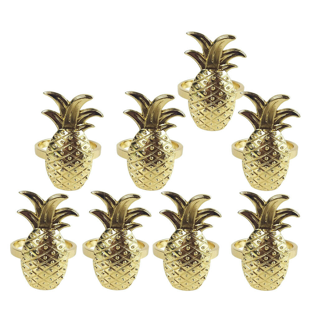 2Pcs Aluminium Fruit Shape Pineapple Dinner Napkin Rings Holders For Hotel