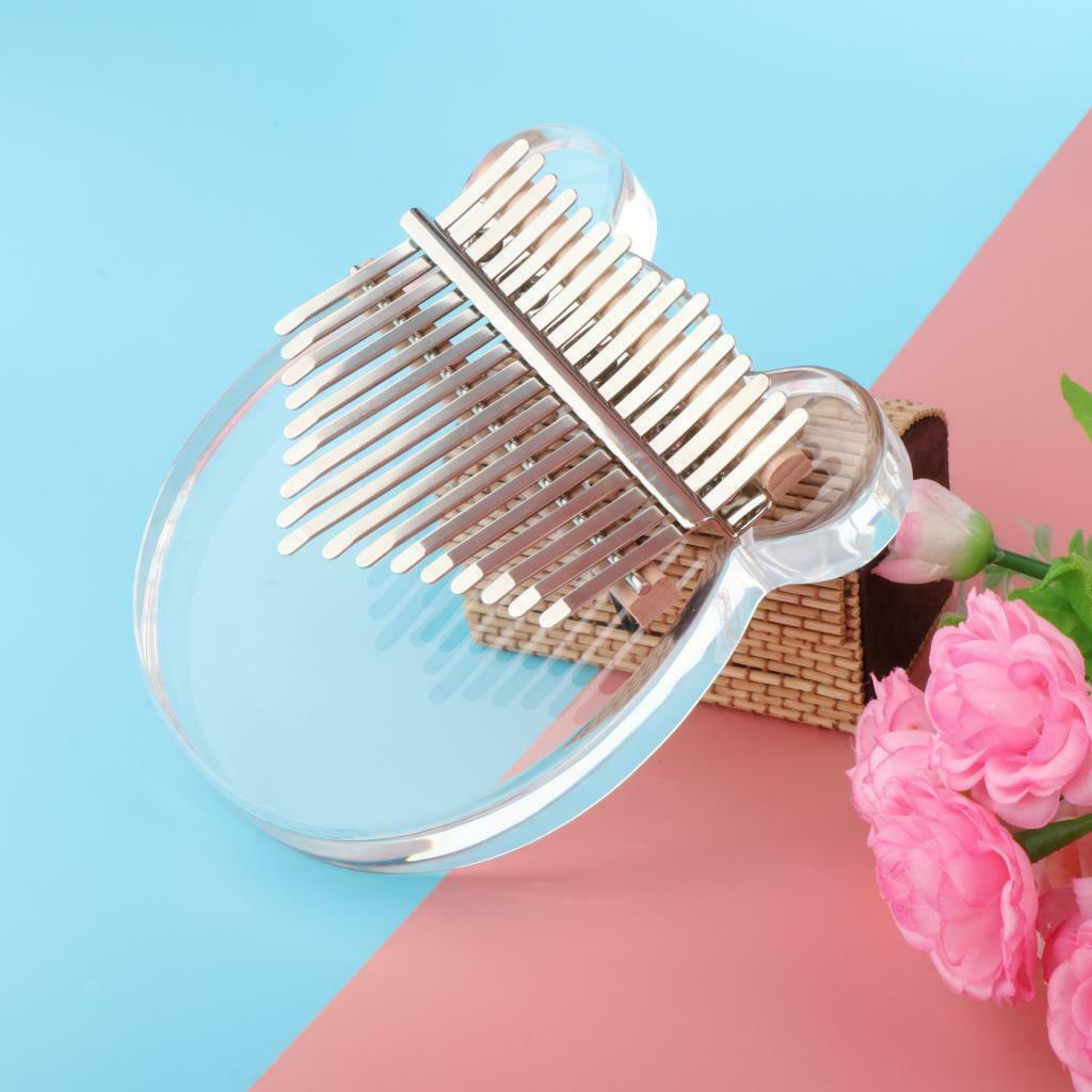 17 Key Clear Finger Kalimba Thumb Piano + Case and Tune Hammer for Kids