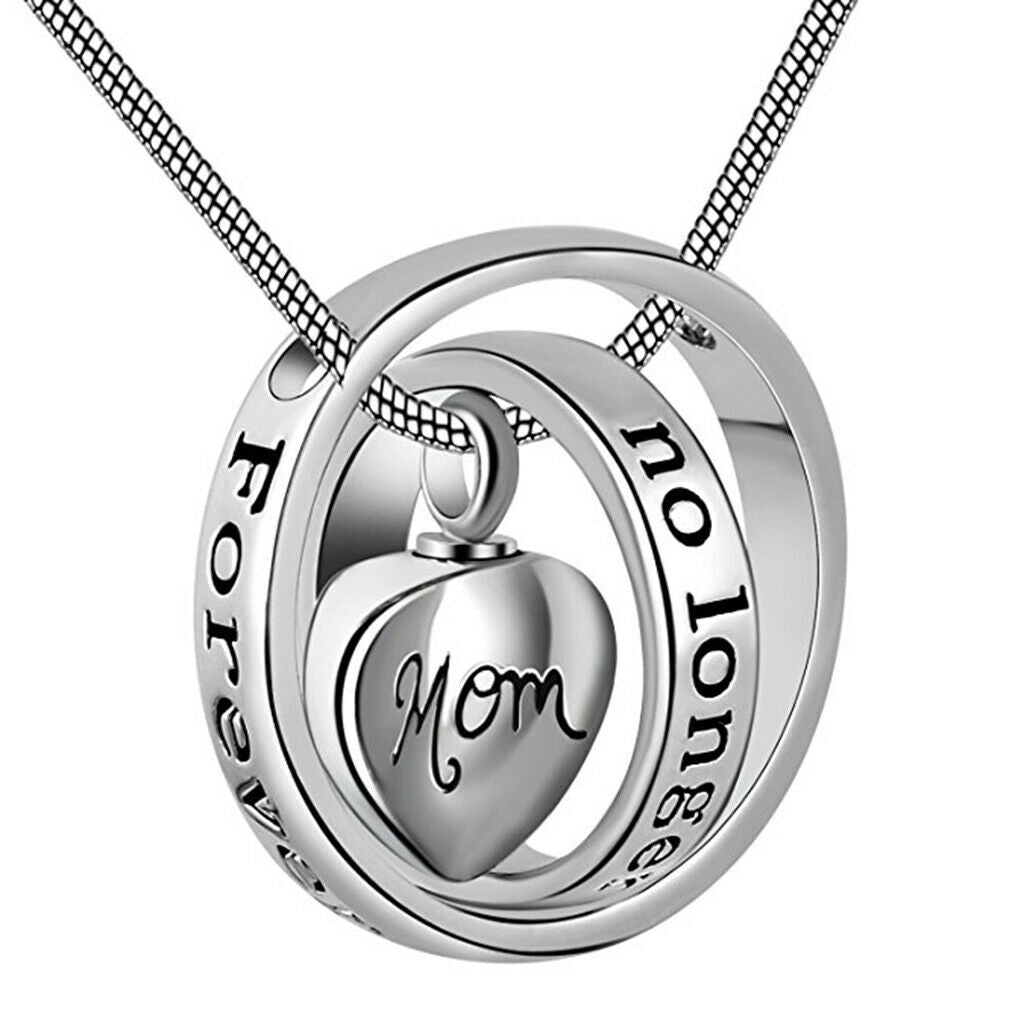 Forever in My Heart Stainless Steel Urn Pendant Double Loop Urn Mom