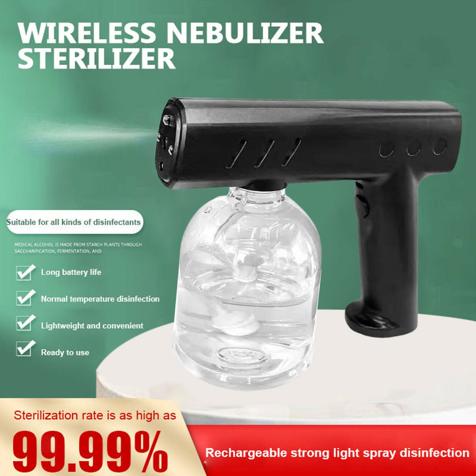 2 Pieces Black 300ML 500ML Electric Nano Sanitizer Spray Fogger for Home Car