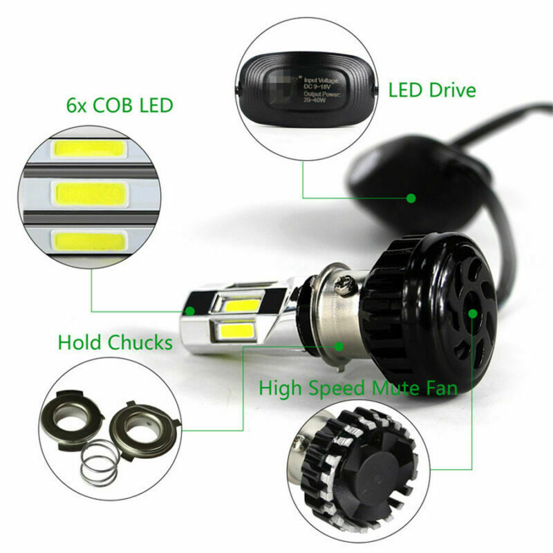 Motorcycle LED Headlight Bulb H4 HS1 BA20D P15D H6 3500LM 35W Hi/Lo Beam Light