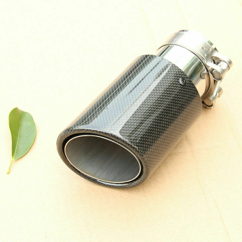 1x Universal Real Carbon Fiber Car Exhaust Tip Pipe 63mm In 89mm Out Muffler Tip