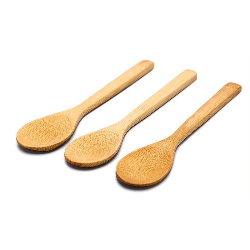 Wooden Round Bamboo Spoon Jam Scoop DIY Kitchen Cooking Utensil Tools .l8