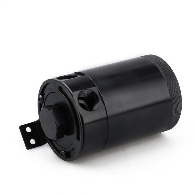 2-Port 3/8" NPT Oil Catch Can Tank Baffled Reservoir with Drain Valve Breather