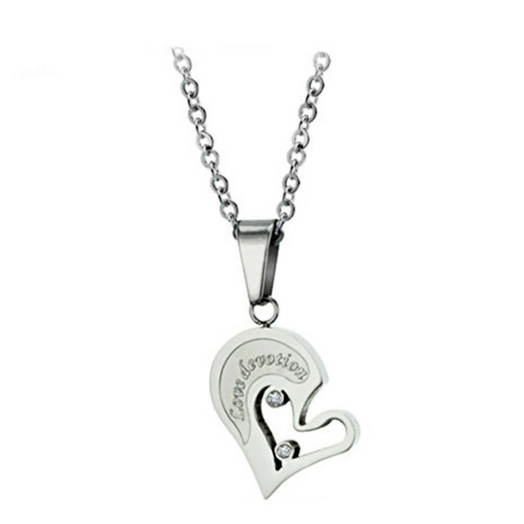 Steel Couple Lovers Necklace I Love you Heart Shape Pendant Valentine's Gift