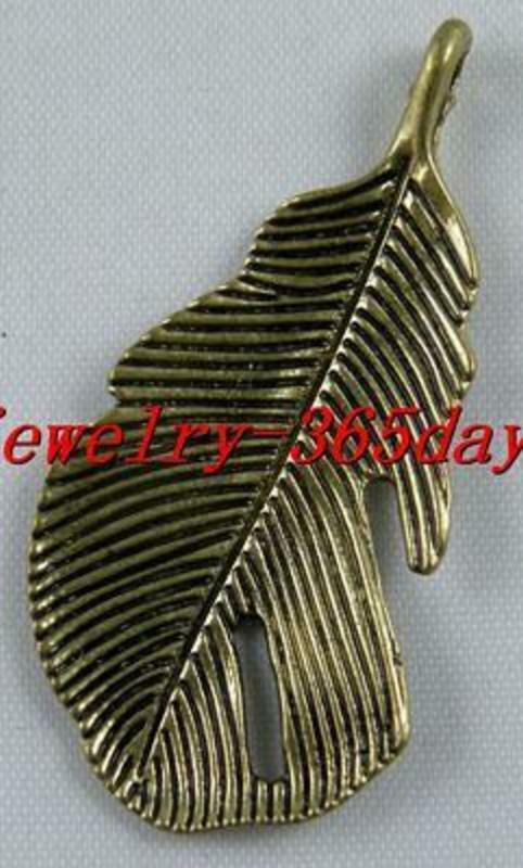 30pcs Bronze Color Leaves Pendants 43.5x22mm 12939