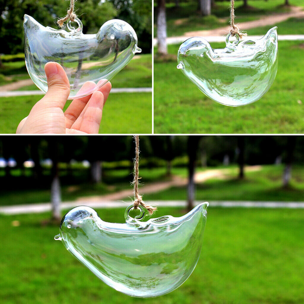 Bird Shaped Glass Vase Flower Door Plants Decorations Home Garden, Hanging, Size