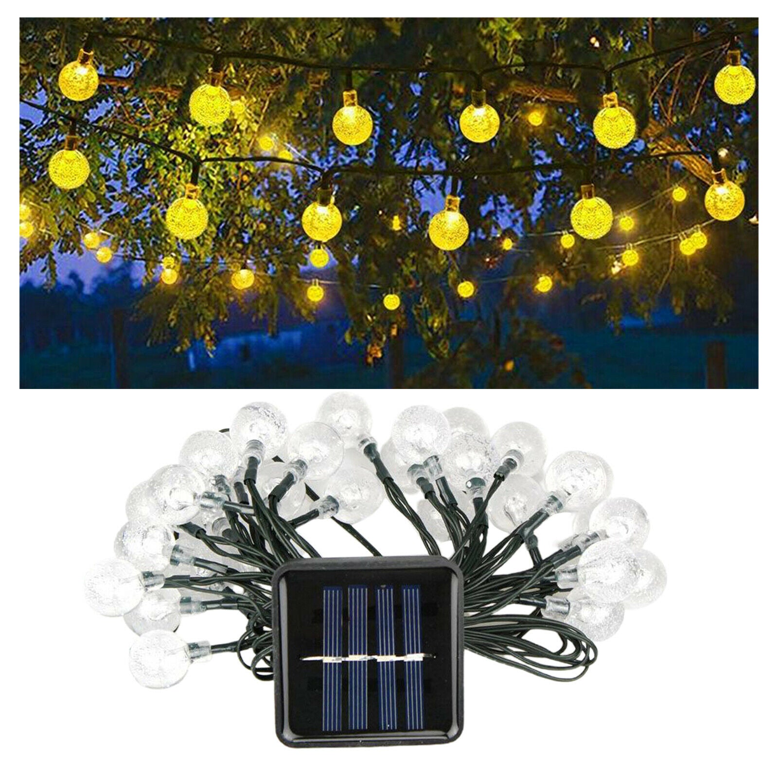 Solar Bulb Indoor Outdoor String Light Christmas Fairy Lights 12M 100LED