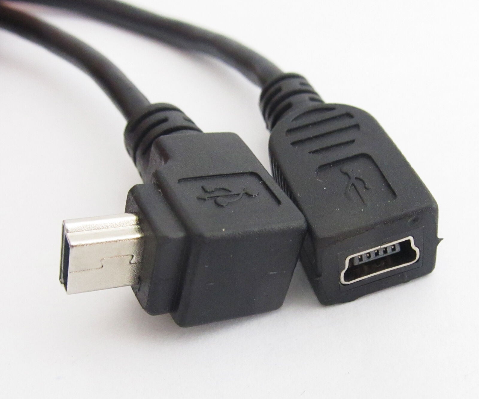 5x Mini B 5pin male 90 degree right angle up direction to female usb cable cord