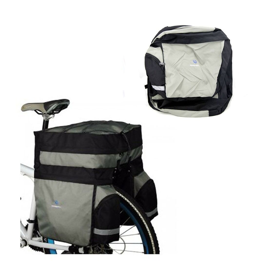 Black/Gray Bike Bicycle Rear Seat Tail Cargo Pannier With Rain Cover 60L