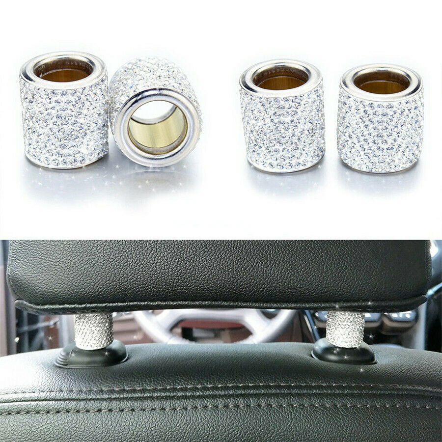 4X Car Seat Headrest Collar Decor Diamond Bling Crystal Car Interior Accessories