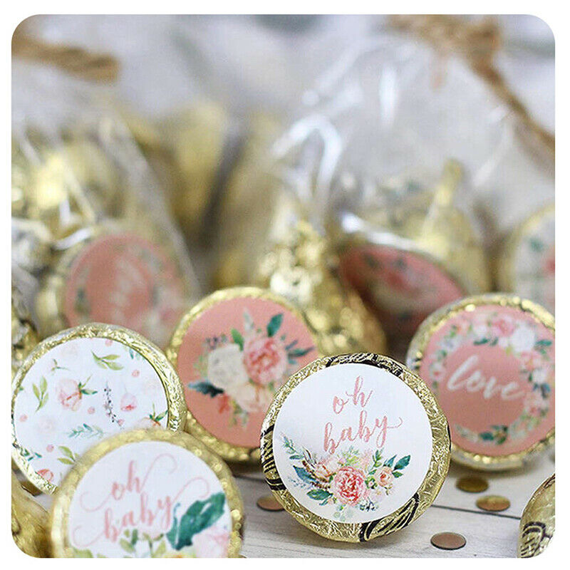 500Pcs Pink Flower Stickers Rolls for Love Oh Baby Stickers Labels Seal S.l8