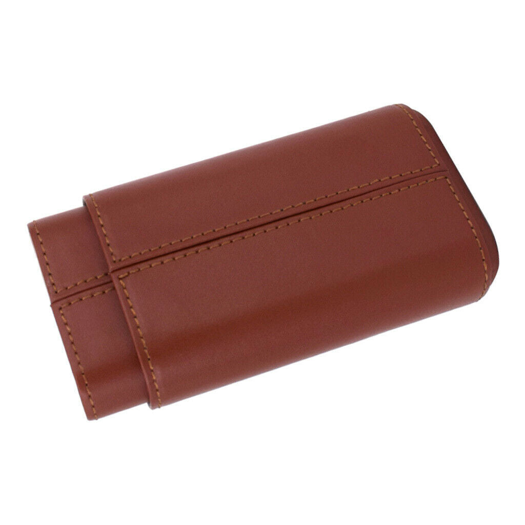Brown PU Leather Cigar Case Humidifier Box Tubes for