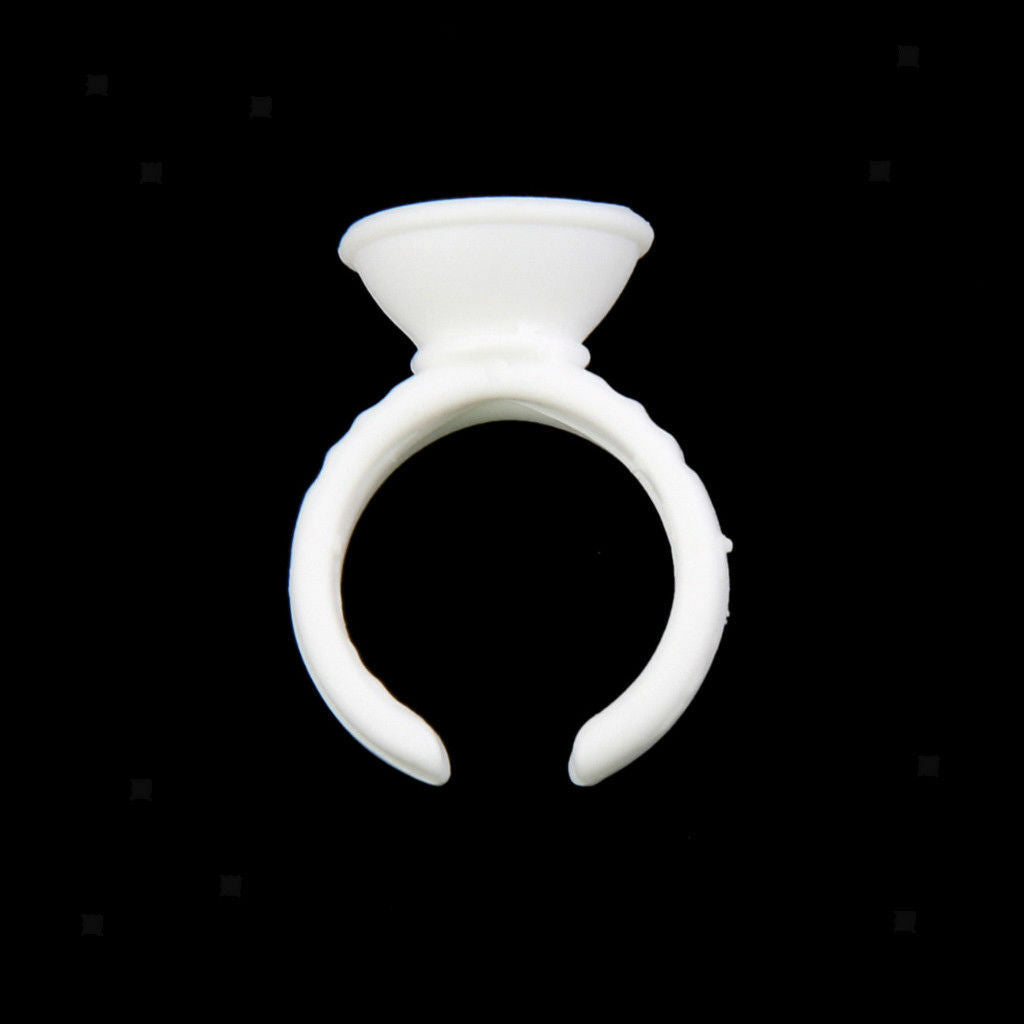 100 Eyelash Extension Disposable Glue Ring Tattoo Pigment Holder 2 Slot S