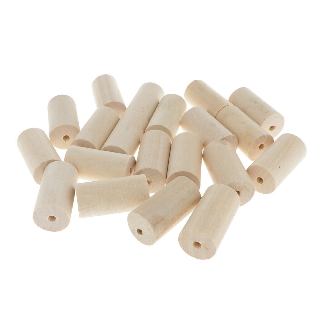 20x Natural Wooden Beads Round Cylinder Column Blocks DIY Craft Home Decor
