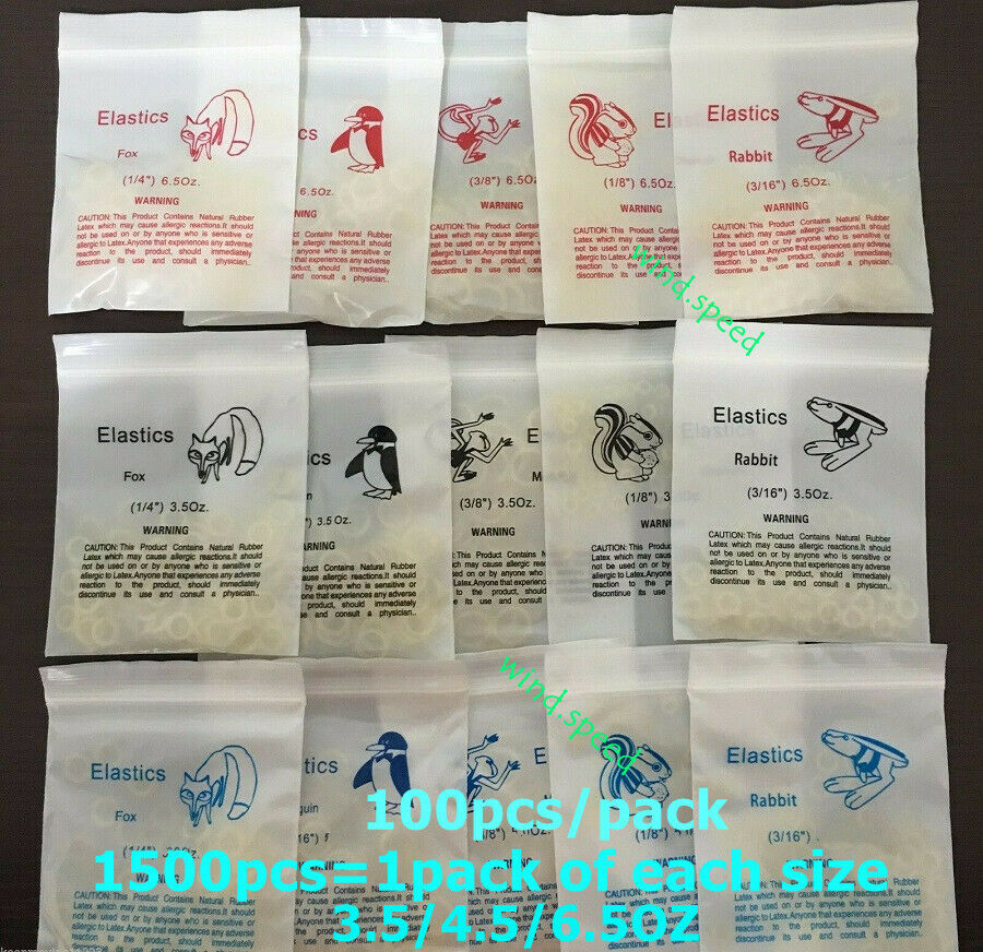 1500Pc Dental Orthodontic Latex Rubber Bands Ortho Elastics Band Braces 15 Sizes