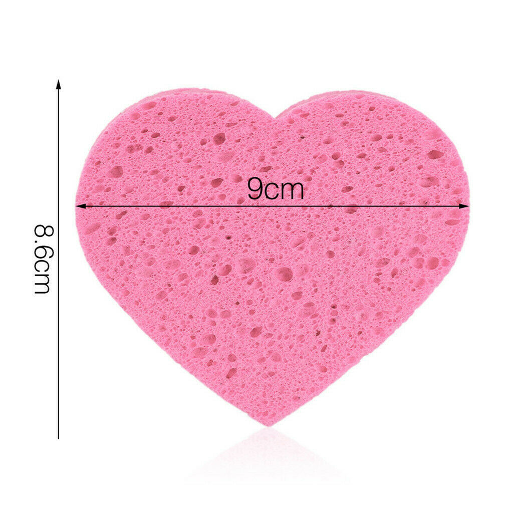 10pcs Heart Shaped Face Cleansing Sponge Washing Pad Makeup Removal Puffs