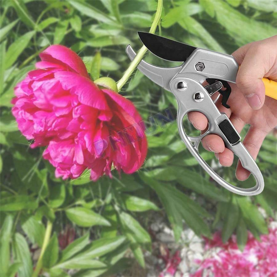 Garden Pruning Shear Ratchet Scissors Branch Cutter Trimmer Carbon Steel Scissor