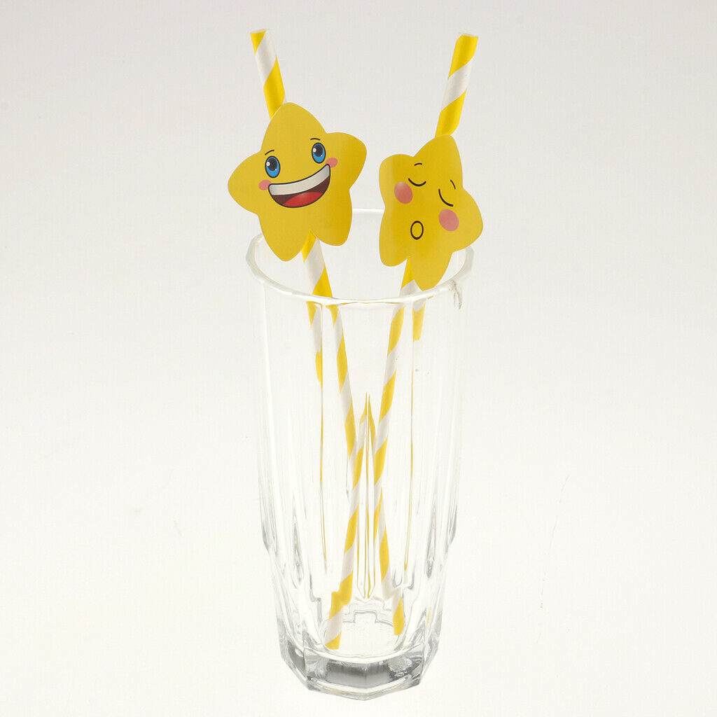 30pcs Funny Stripe Paper Star Drinking Straws for Party Baby Shower Decor