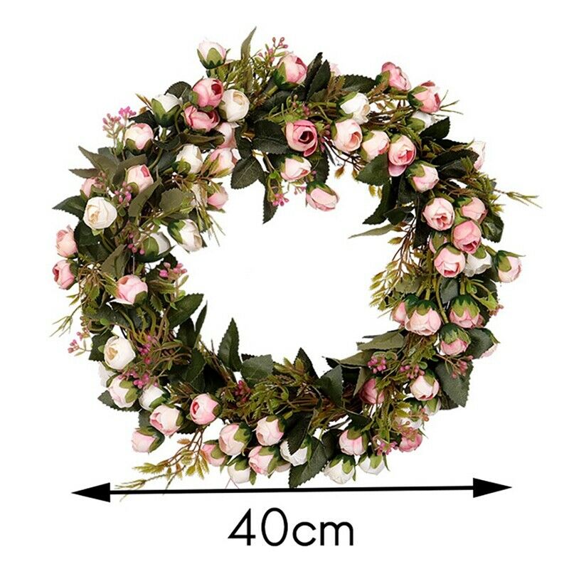 Artificial Rose Flower Wreath Ornament Sp Wreath for Front Door Wedding PartG8O9