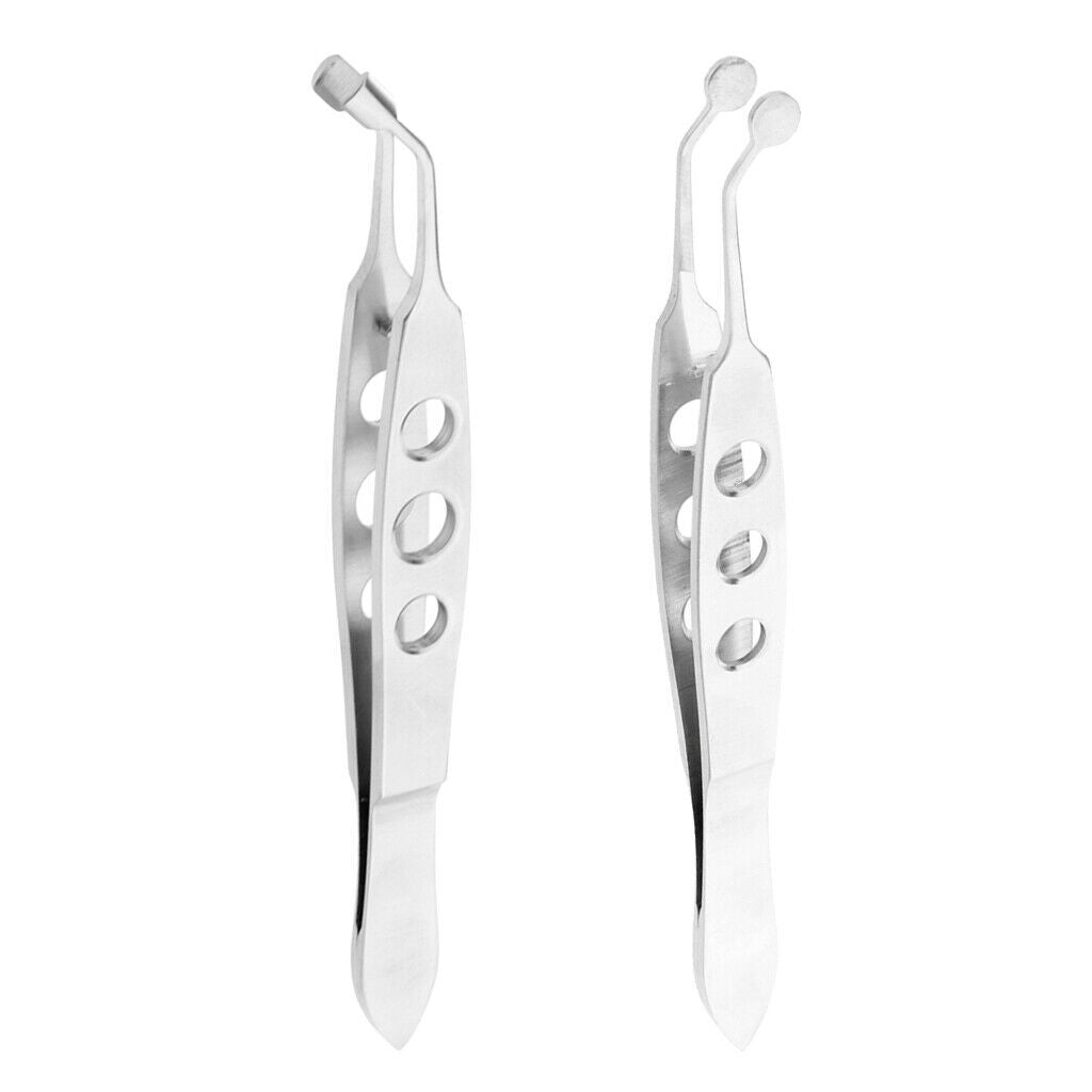 Set of 2 Stainless Eyelid Ophthalmic Instruments Eye Gland Massage Tweezer