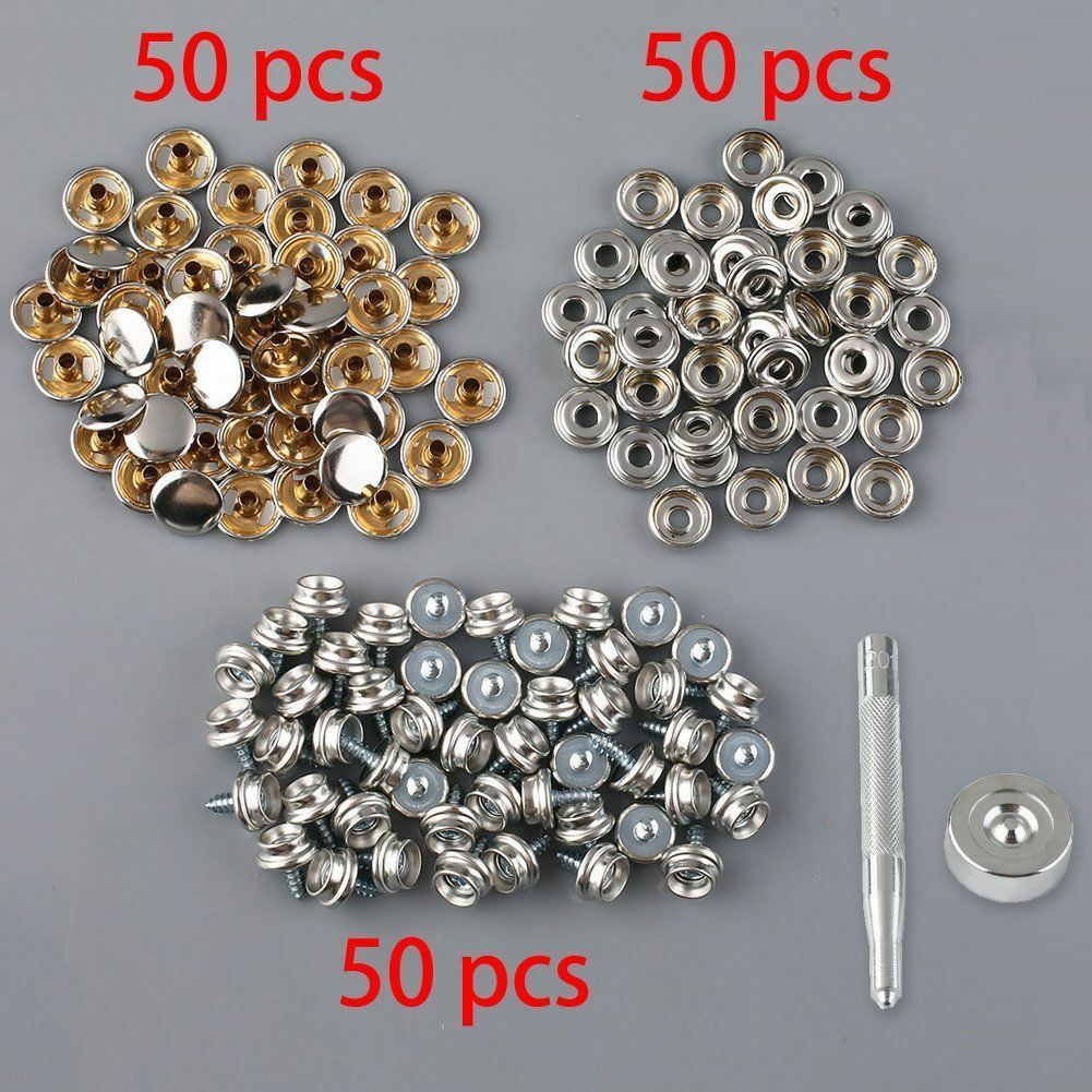 150x Stainless Steel Boat Marine Canvas Fabric Snap Cover Button&Socket Kit