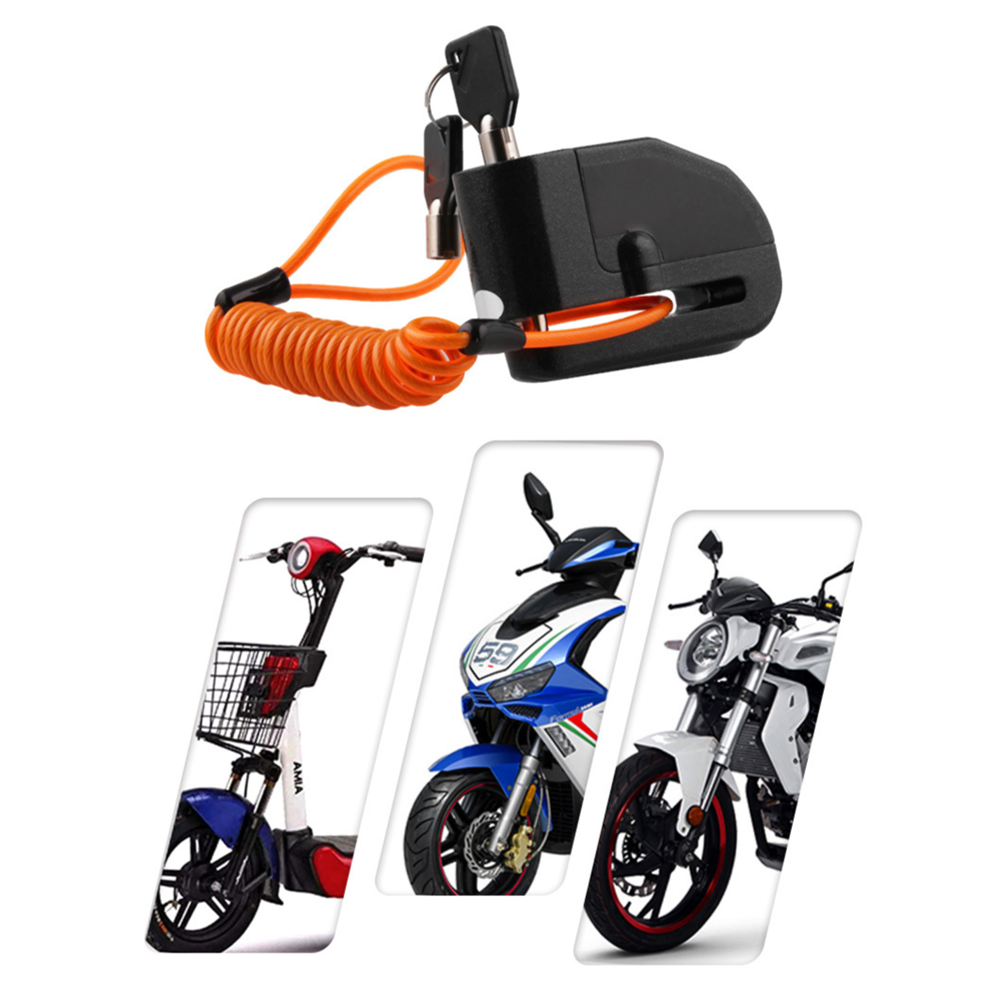 Waterproof Motorcycle Bike Anti-theft Lock Disc Brake Lock+Bag+Reminder Rope