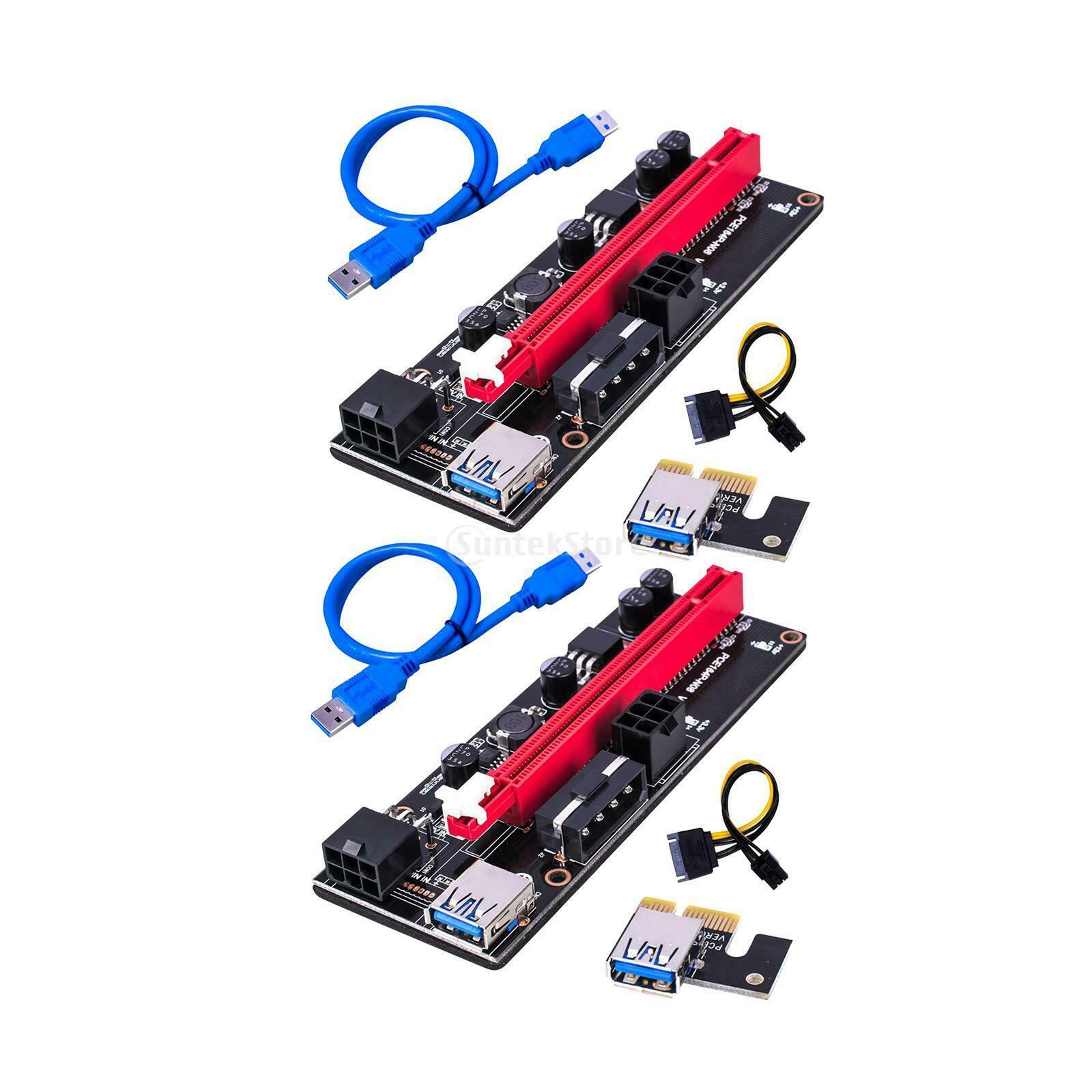 2Pcs PCI-E VER009S 1x to 16x Graphic Extension Riser Powered Adapter Card