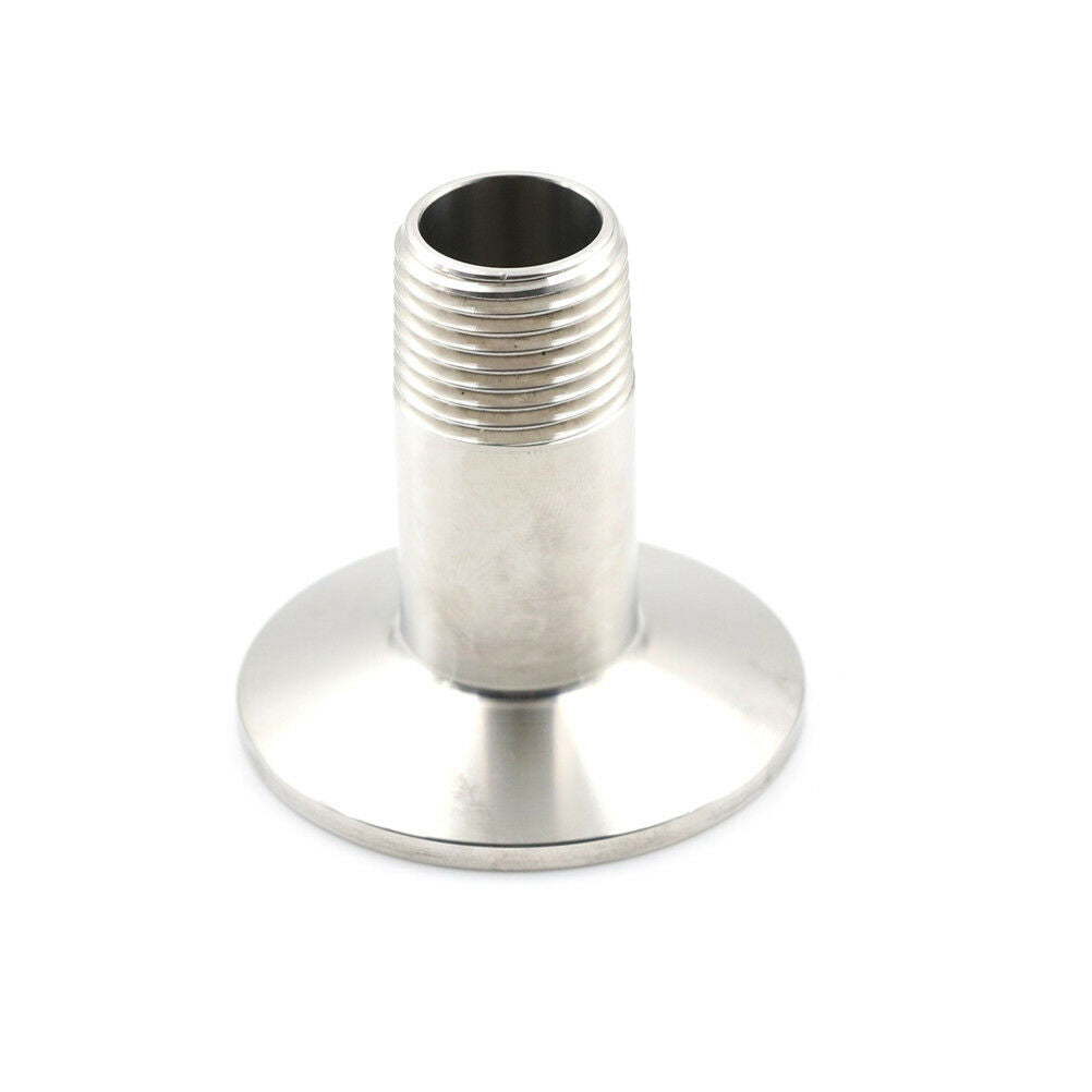 1/2" Sanitary Male Threaded NPT Ferrule Pipe Fitting to 1.5" Tri-Clamp SS304N SJ