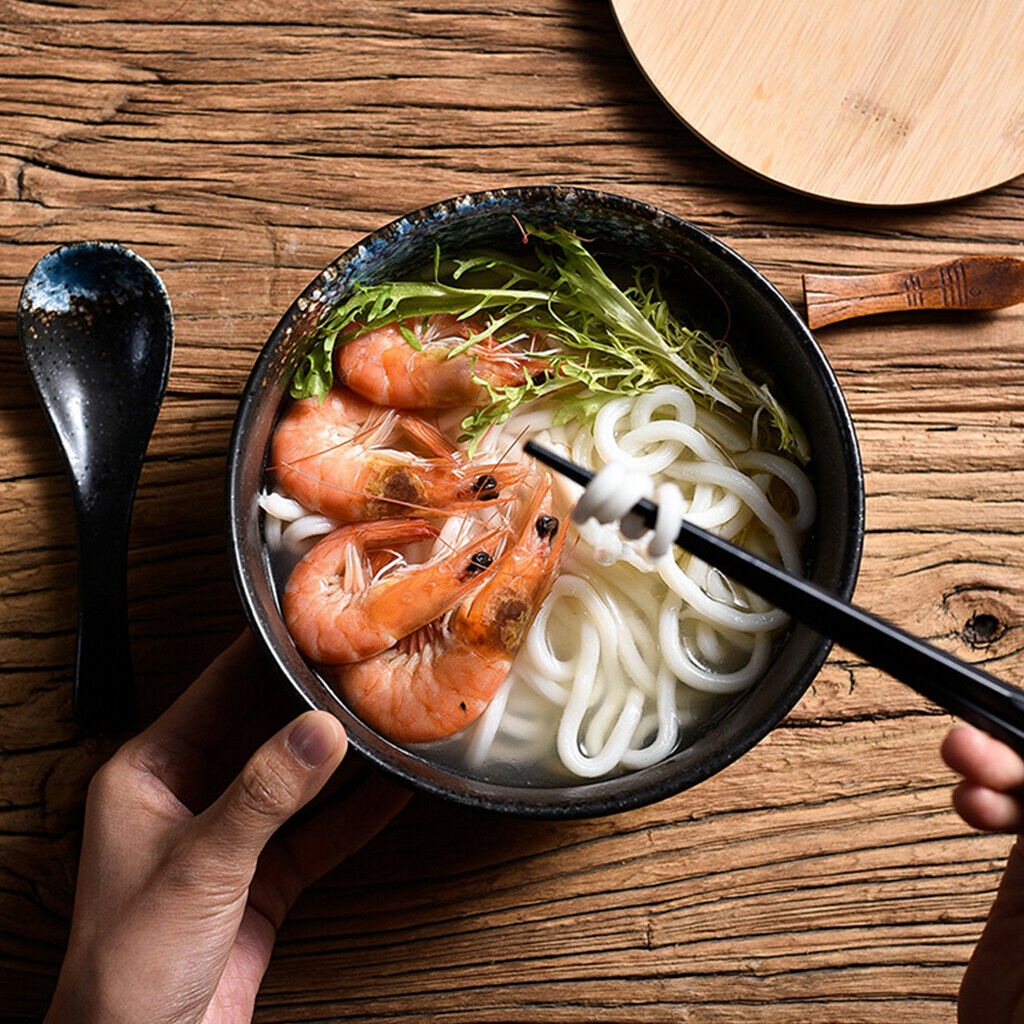 Ceramic Japanese Ramen Bowl Large 1500ml with Lid and Spoon Rice Bowl Gifts